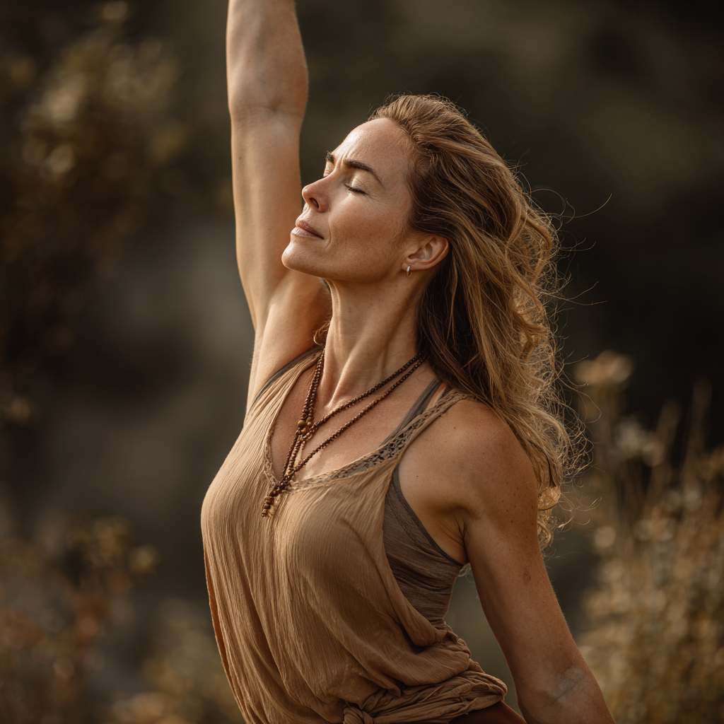 Diverse group of Ukrainian adults aged 30-60 practicing yoga together in a peaceful studio setting, showing unity and wellness
